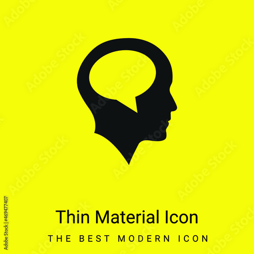 Bald Head With Speech Bubble Inside minimal bright yellow material icon
