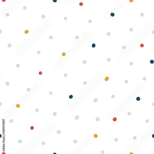 Abstract polka dot hand drawn seamless surface pattern design in Scandinavian style vector illustration isolated on white background.