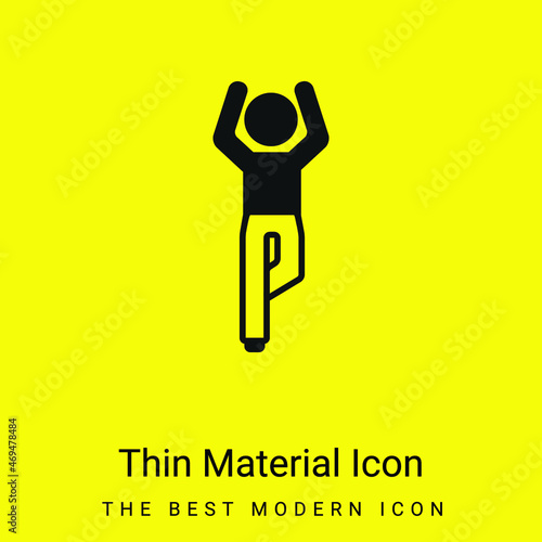 Boy Flexining Leg And With Arms Up minimal bright yellow material icon