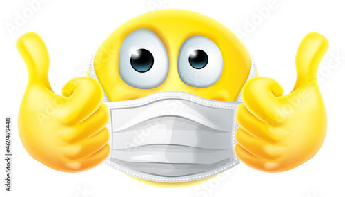 Thumbs Up Emoticon Emoji PPE Mask Face Icon