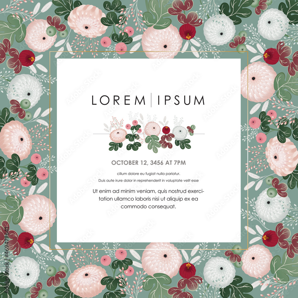 Autumn & winter floral decorated frame vector illustration. Image for ...