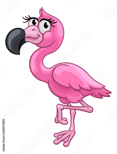 Pink Flamingo Bird Animal Cartoon Illustration