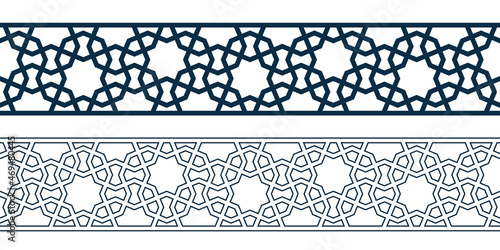 Set of borders of Islamic pattern for Ramadan greetings cards and templates. Vector illustration.