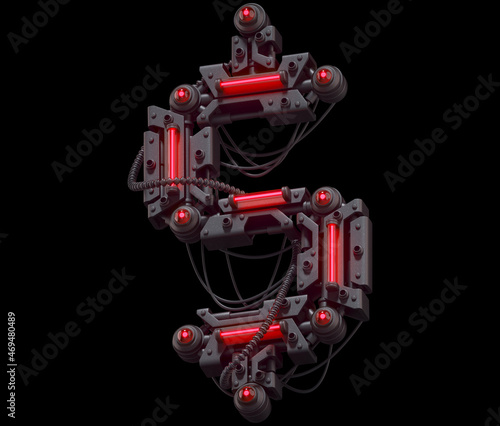 Black futuristic font. Light red neon. Dollar symbol. 