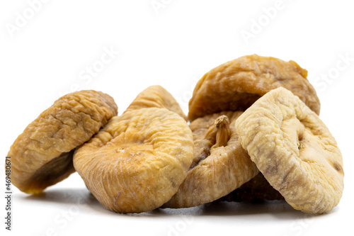 Dried figs isolated on white background. Tasty snack figs. Close up