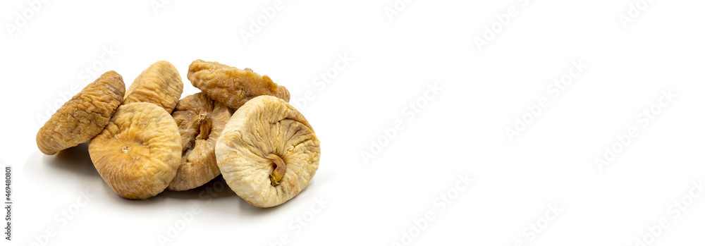 Dried figs isolated on white background. Tasty snack figs. Empty space for text. Copy space Dried figs isolated on white background. Tasty snack figs. Empty space for text. Copy space
