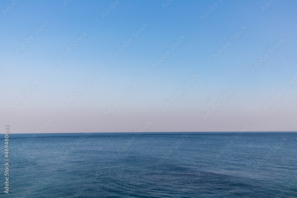 The Background, blue sky and the blue sea.