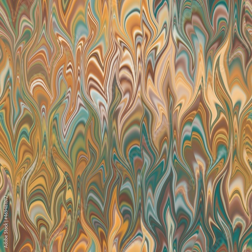 Seamless combed conch effect Turkish ebru marble surface pattern design for print. High quality illustration. Luxurious ancient art form. Wavy liquid fluid marbled book paper antique graphic design.