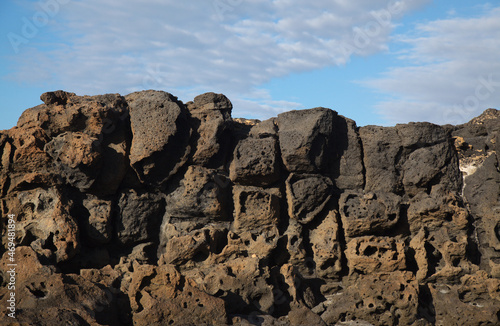 Porous lava volcanic rock around around Playa de la Concha beach in El Cotillo La Oliva municipality of Fuerteventura, Canary Islands  © Tamara Kulikova