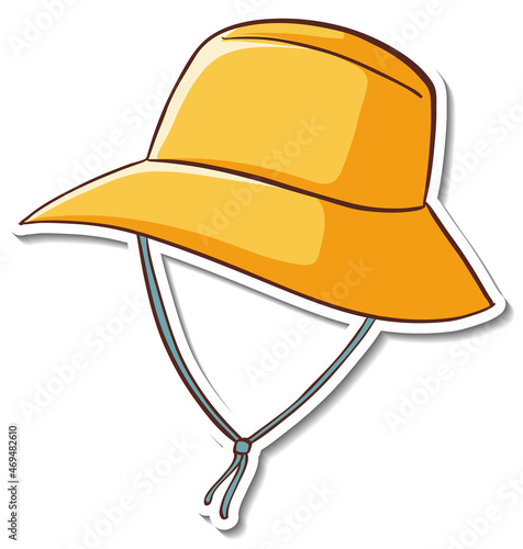 Sticker design with yellow bucket hat isolated