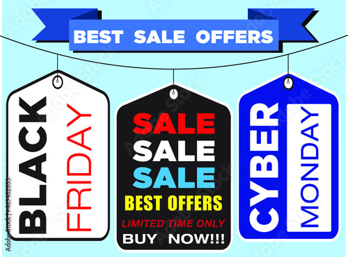Web banners vector illustrations showing different sales offers