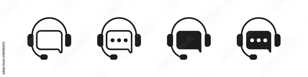 Call center icon. Callcenter support logo customer service black vector set. Call center sign isolated on white background. Call center icon. Callcenter support logo customer service black vector set. Call center sign isolated on white background.