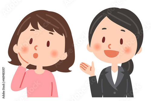 説明をするビジネスマンと説明を聞く女性