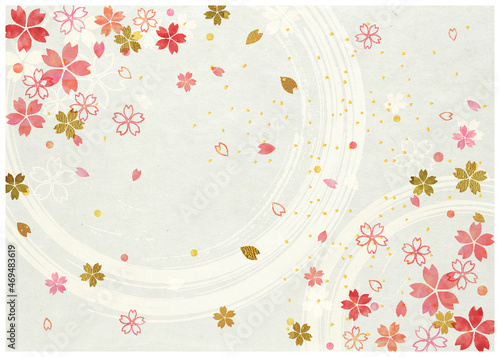 桜_ピンク和紙背景
