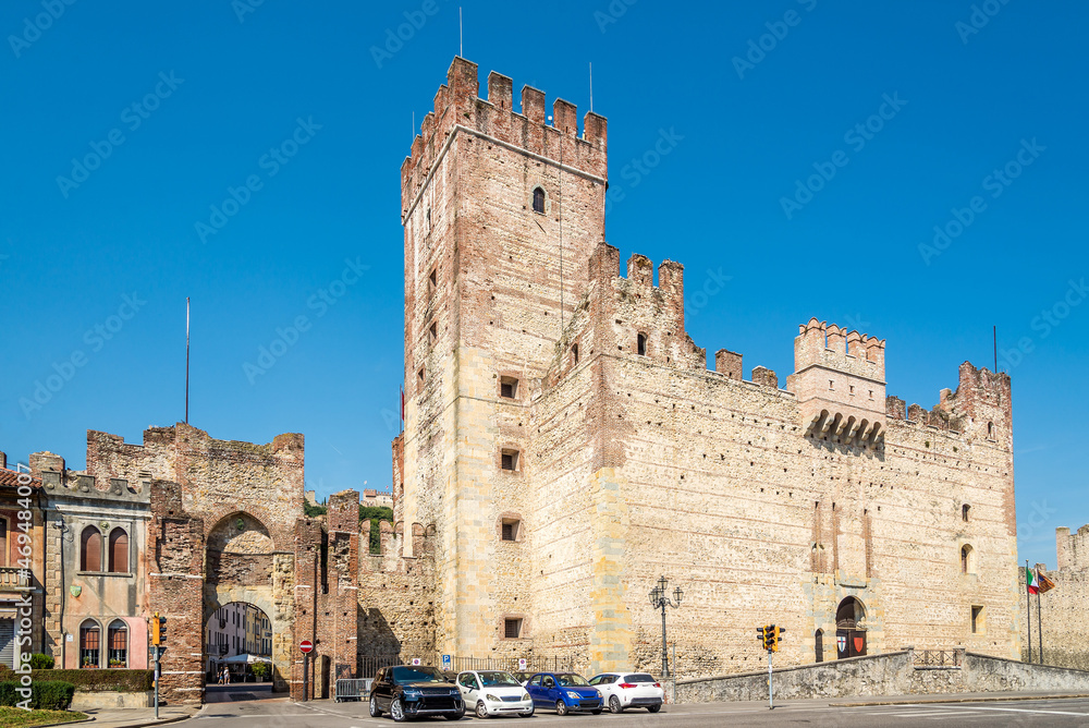 View at the Gtae with Lower Castle in the streets of Marostica - Italy