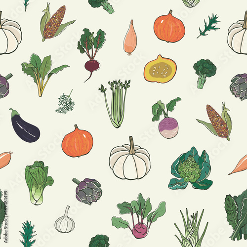 Vegetables healthy food vector seamless pattern 