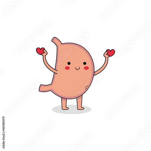 Cute organ stomach cartoon character spreading love