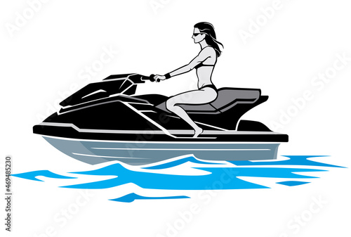 Sexy Woman on Water Craft Adventure Ride