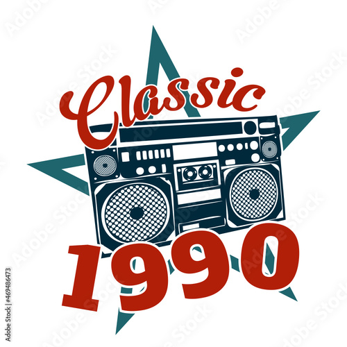 vintage 1990 Classic radio, 1990 birthday typography design