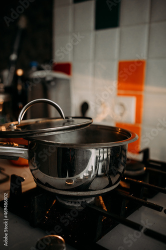 cooking in a kitchen