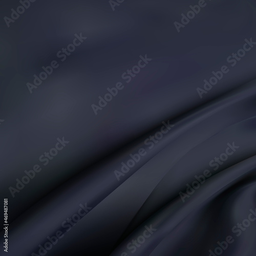 Abstract Black Satin Silky Cloth Fabric Textile Drape with Crease Wavy Folds background.With soft waves and,waving in the wind Texture of crumpled paper. object ,illustration. eps 10