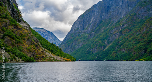 View over the Naeroyfjord, Norway 