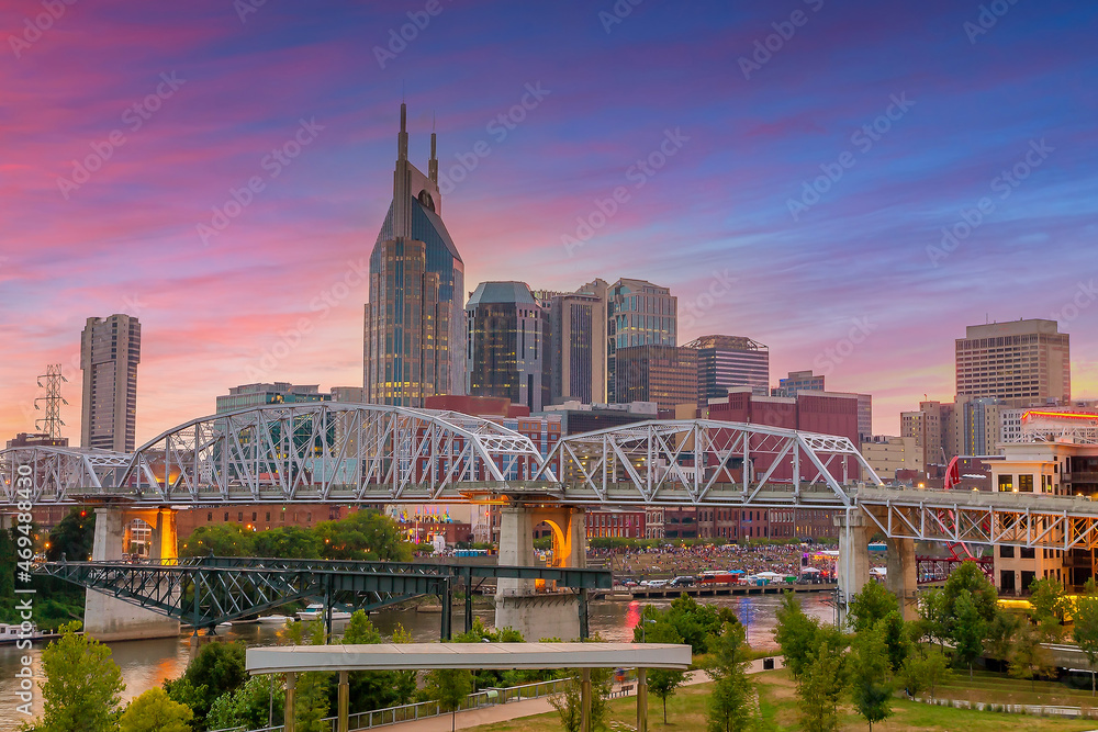 Nashville downtown city skyline cityscape of  Tennessee