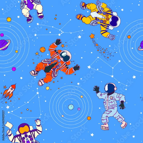 Pattern with astronaut in space
