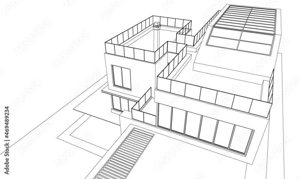 Modern house architecture 3d illustration Modern house architecture 3d illustration