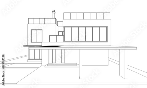 Modern house architecture 3d illustration
