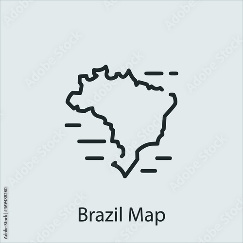 brazil map  icon vector icon.Editable stroke.linear style sign for use web design and mobile apps,logo.Symbol illustration.Pixel vector graphics - Vector
