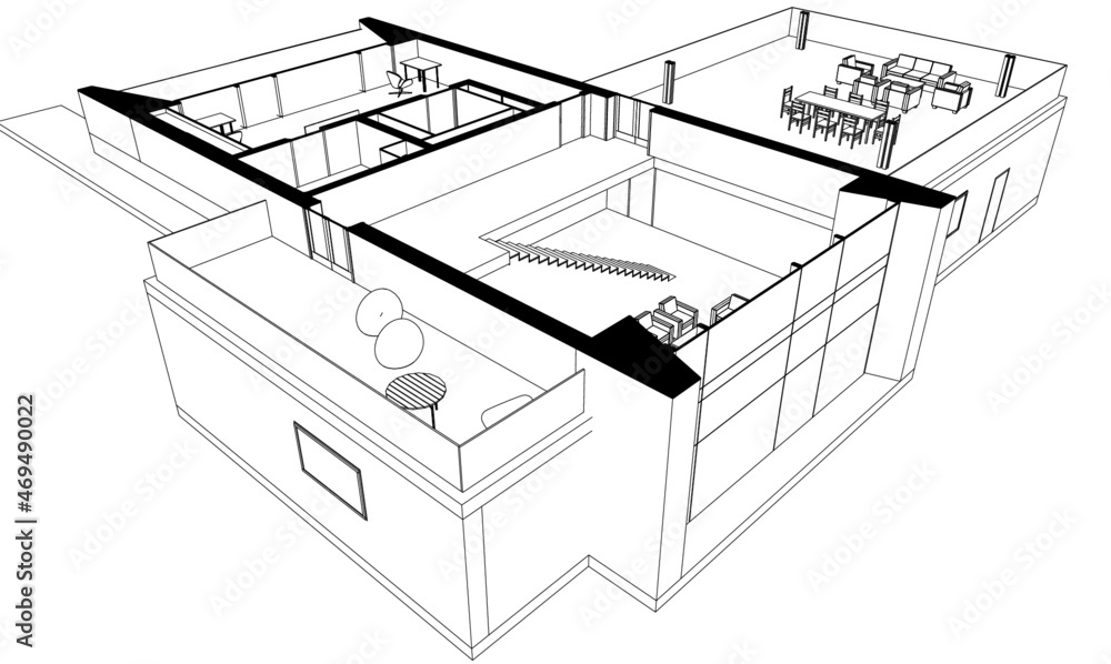 Modern house architecture 3d illustration Modern house architecture 3d illustration