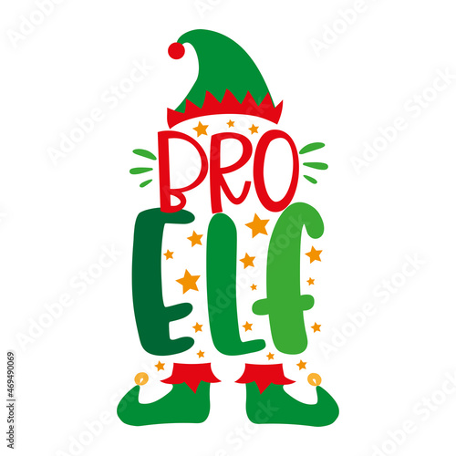 Bro ELF - funny elf shoes and hat. Good for T shirt print, poster, card, label, mug and other gifts desig for Christmas.