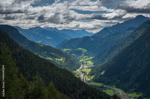 view from Ritom over the Leventina on a cloudy summer day © schame87