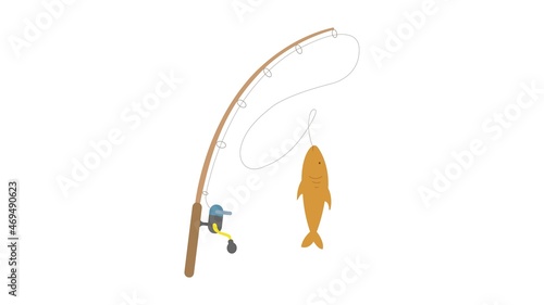 Fishing rod and Fish Vector photo