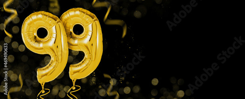 Golden balloons with copy space - Number 99