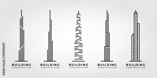 Buildings line icon set. City buildings line icon set. Office building, apartment house, business area.