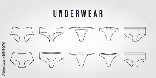 set of vector underwear icon logo line art illustration design, woman underwear pants logo design