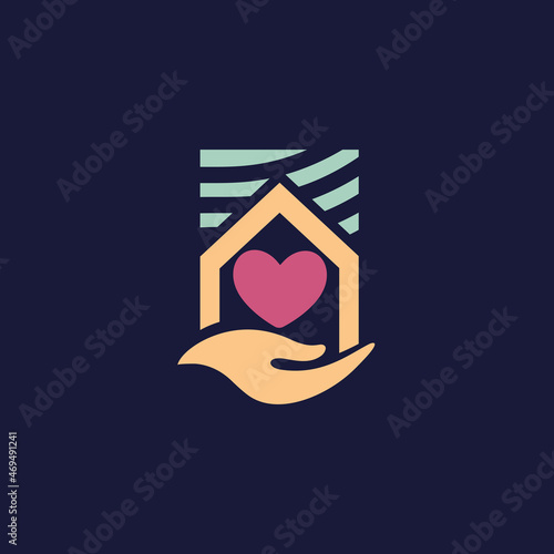 Home care, nursing home logo template. Vector illustration