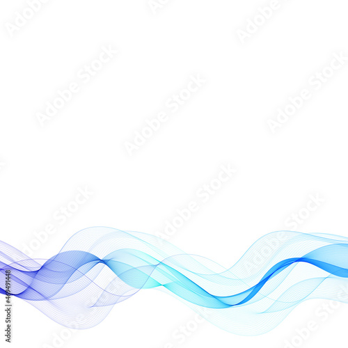 Abstract smooth color wave . Curve flow blue motion illustration. Smoke design. lines. eps 10