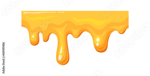 Flowing honey frame. Delicious drips of bee syrup, vector illustration
