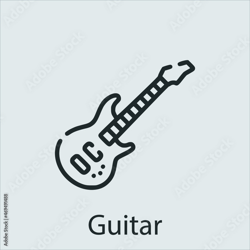 guitar icon vector icon.Editable stroke.linear style sign for use web design and mobile apps,logo.Symbol illustration.Pixel vector graphics - Vector