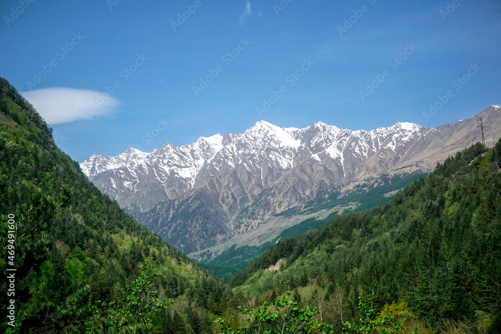 Mountain landscapes of the Buron village in North Ossetia