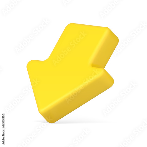 Yellow arrow down icon isometric 3d vector illustration