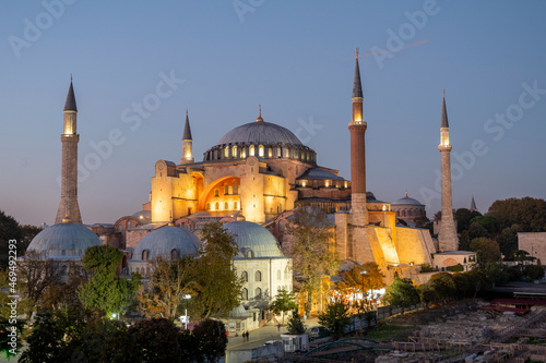 Amazing Hagia Sophia mosque in the evening, Istanbul