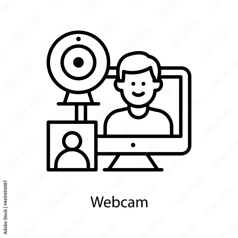 Webcam vector Outline Flat Icon Design illustration. Social Media Symbol on White background EPS 10 File