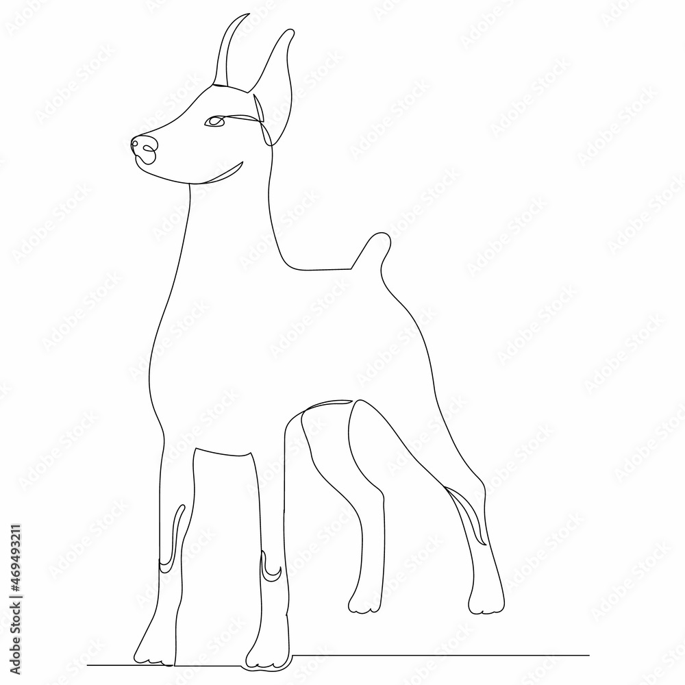 Fototapeta premium dog drawing one continuous line vector