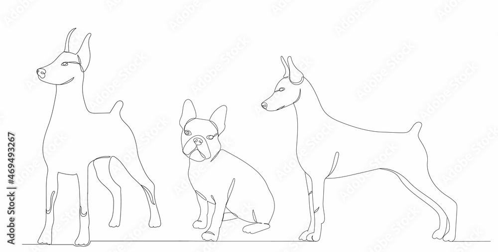 dogs drawing one continuous line vector dogs drawing one continuous line vector