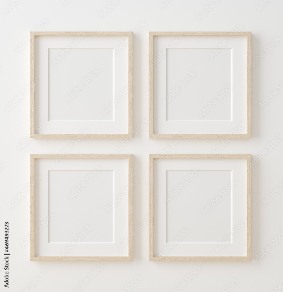 Mockup poster frame close up on wall, 3d render Mockup poster frame close up on wall, 3d render