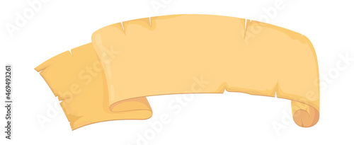 long scroll of parchment. Papyrus roll for old game, cartoon vector illustration